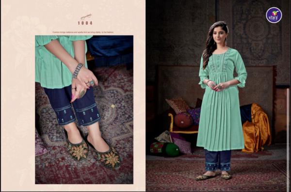 Vitara Nyra Rayon Designer Embroidery Kurti With Pant 